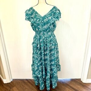 Layered flowy dress garden dress maxi dress cross back